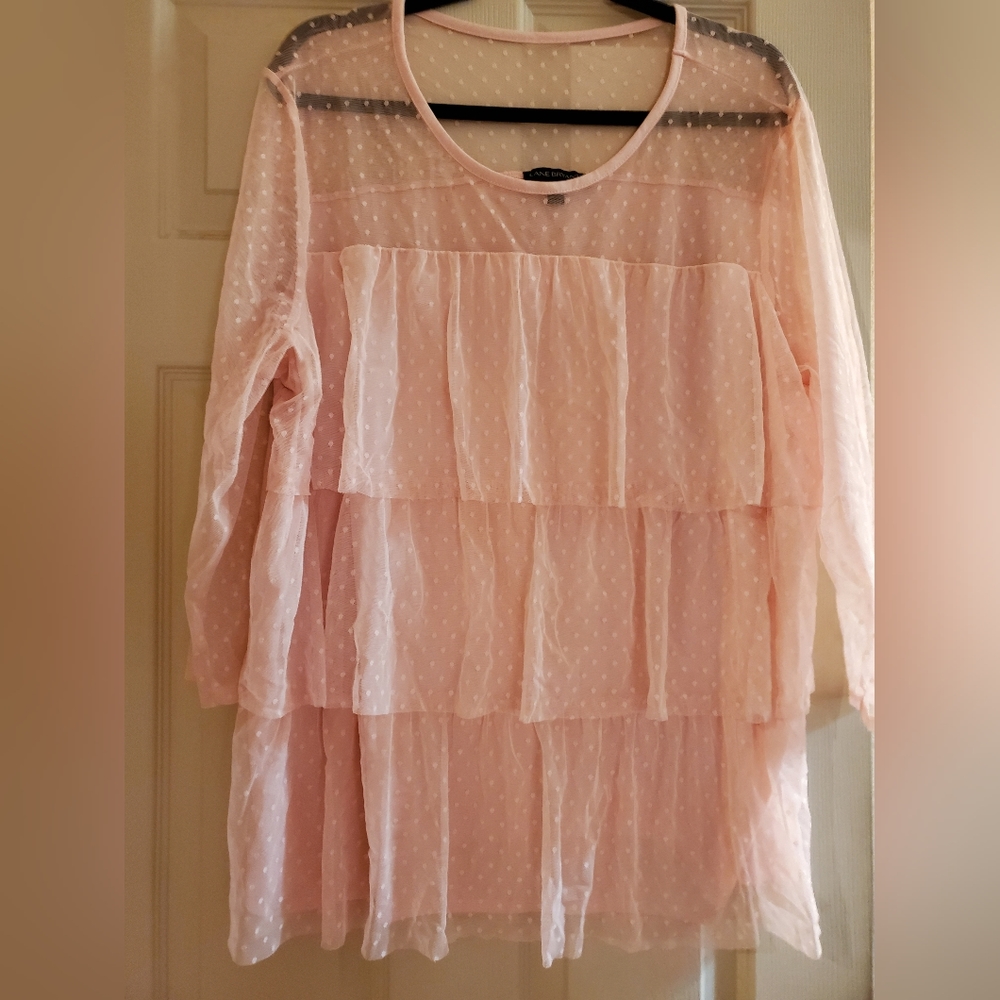 Lane Bryant Sz 22/24 Light Pink Ruffled Tier Top
